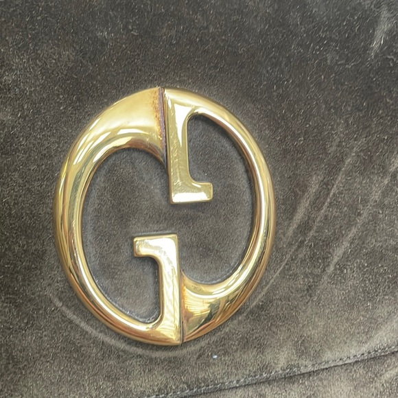 GUCCI Suede Medium 1973 Top Handle Satchel in Olive Brown - Picture 10 of 16